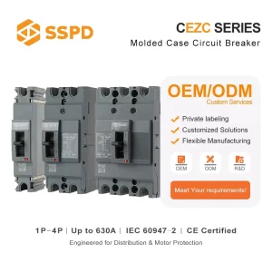 MiniSize Molded Case Circuit Breaker 1P 100A Thermal Magnetic Trip Unit 40kA Breaking Capacity