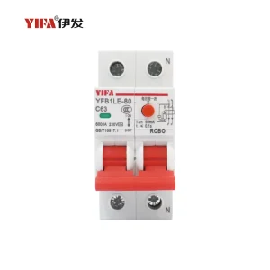 Miniature 63A Residual Current Circuit Breaker 6kA Breaking Capacity 2P YFB1LE-80 C63 Model