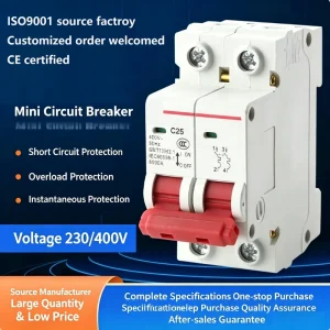 Miniature Circuit Breaker 1P 2P 3P 4P C Type 6A 63A AC 230 400V 6KA MCB for Overload Short Circuit Protection