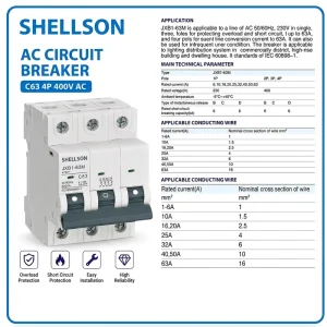Miniature Circuit Breaker 6 10 16 20 25 32 40 50 63A AC MCB 1P 2P 3P 4P 230V 400V Circuit Breaker