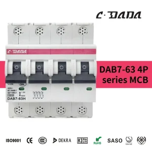 Miniature Circuit Breaker DAB7-63 4P for 250V Rated 4.5KA Breaking Capacity