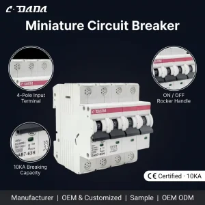 Miniature Circuit Breaker DAB7 63 4P for Rated 4.5KA Breaking Capacity