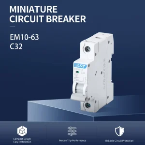 Miniature Circuit Breaker MCB 1 Pole 10A 63A C Type 10kA Breaking Capacity 35mm Din Industrial Electronic Equipment