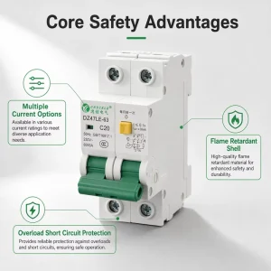 Miniature Circuit Breaker MCB 1P 2P 3P 4P 63A 6KA 400V AC DIN Rail Mounted Electrical Safety Switch