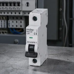 Miniature Circuit Breaker MCB MJC 63 C20 1P 20A White Copper 6kA Breaking Capacity DIN Rail Mount Residential Overload