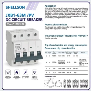 Miniature Circuit Breakers MCB 500V 1000V 63A BCD Curve DC Circuit Breaker