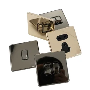 Mirror finish Silver Stainless Steel Push button Rocker Switch Bright Chrome Flame retardant Protection Hotels Homestays