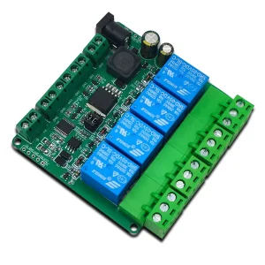 Modbus RTU Four Channel Relay Module RS485 TTL 4 Inputs & 4 Outputs Plug-in Terminals Switch PCB Module