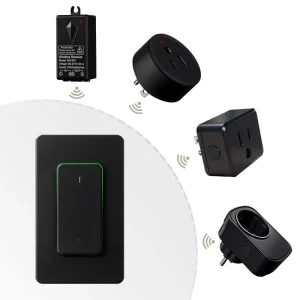 Modern Black Wireless Light Switch Kit Outlet IP66 Waterproof RF433 Remote Control Socket for Home Villa Lighting 220V