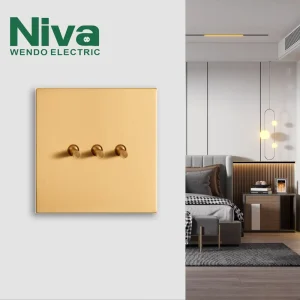 Modern Luxury Brushed Stainless Steel Toggle Walls Lights Switch 3 Gang 2 Way Switch and Sockets 220V