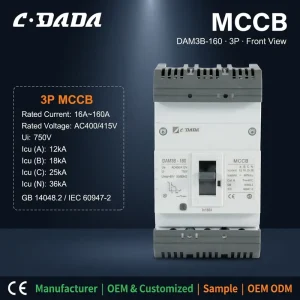 Molded Case Circuit Breaker DAM3-160 Compact Circuit Breaker DIN RAIL MCCB 12.5-160A OEM ODM