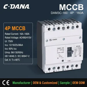Molded Case Circuit Breaker DAM3-160 Compact Circuit Breaker DIN RAIL MCCB 12.5-160A OEM ODM