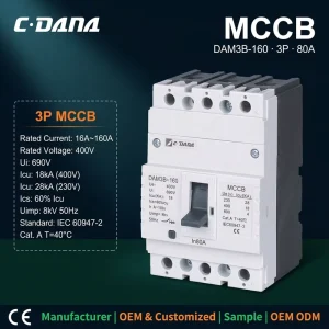 Molded Case Circuit Breaker DAM3-160 Compact Circuit Breaker DIN Rail MCCB 12.5-160A OEM ODM