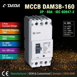 Molded Case Circuit Breaker DAM3-160 Compact Circuit Breaker DIN Rail MCCB 12.5-160A OEM ODM