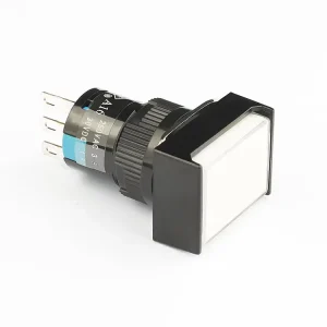 Momentary Push Button Switch 16mm Single Pole 3 Pins White Square Plastic Pushbutton
