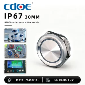 Momentary Push Button Switch IP67 30mm 1NO1NC LED 1A Industrial Control Ring Illuminated Push Button Switch for Coffee Machine