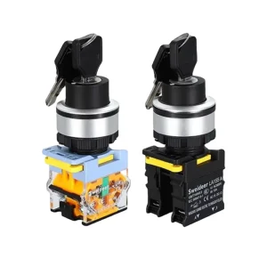 Momentary Reset Self Locking 30mm Key Selector Knob Switch Rotary Button Power Switch with Key for Distribution Cabinet