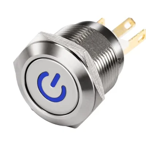 Momentary Waterproof IP65 Push Button Switches Pole Rotary Control Pin Terminal Dot illuminated Metal 19mm Double Throw 2 Pins 3