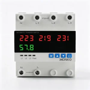 Monko 220V 63A 3-Pole Single Phase Digital Display Automatic Transfer Switch with <3s Transfer Time for Industrial Household Use