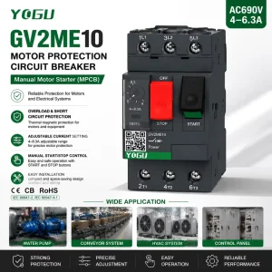 Motor Protection Circuit Breaker GV2ME Series IEC60947 Standard Thermal Magnetic Protector