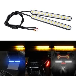 Motorcycle LED Light Turn Signal Indicator Light 24SMD 12V Yellow LED Motorcycle Strip Rear Tail Brake Lights