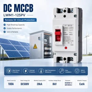 Moulded Case Circuit Breaker 63A 80A 100A 125A LWM1-125 LWM1-150 Solar Battery Switch 2P DC MCCB Circuit Breaker