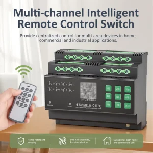 Multi-channel Intelligent RF 433MHz Remote Control Switch 8 Ways AC220V 5000m Range with Flame Retardant Housing