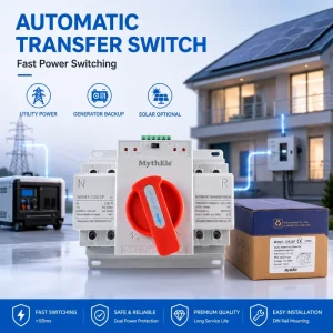 MythEle ATS 2P 4P 125A Dual Power Automatic Transfer Switch DIN Rail Auto Changeover Switch For PV Generator System