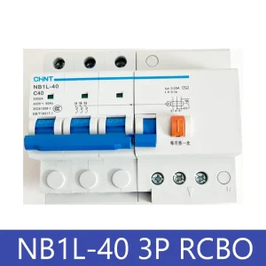 NB1L 40 3P Electromagnetic Type Residual Current Circuit Breaker RCBO C Curve D Curve 16A 20A 32A 40A 30mA 100mA 300mA