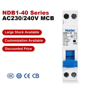 NDB1 40 1P+N AC MCB 2A 4A 6A 10A 16A 20A 25A 32A 40A Miniature Circuit Breaker for Electrical Panels