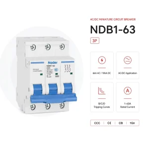 NDB1 63 3P AC DC MCB 1A 63A Mini Circuit Breaker for Energy Storage and Control Panels