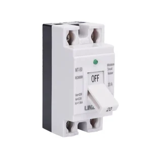 NT-50B 20A MCB 1P 230V Circuit Breaker LED Indicator IP20 50Hz Household Main Switch CE Certified 1.5KA