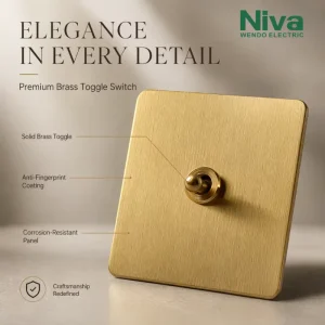 NV2 Series Retro Luxury Stainless Steel Panel Switch 2 Gang 2 Way 13A 230V UKCA CE Certified