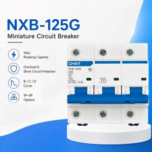 NXB 125G B Curve 63A 80A 100A AC Circuit Breaker with Overload Protection for Lighting Circuits