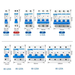 NXB-63 Miniature Circuit Breaker MCB 1P 2P 3P 4P10kA IEC60898-1 Standard B C D Curve Overload Short Circuit Protection