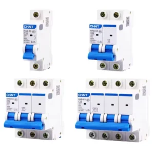 NXB 63 Miniature Circuit Breakers MCB 6KA 1P 2P 3P 4P 63A 80A 125A Rated Current Copper Material LSI Protection Rail