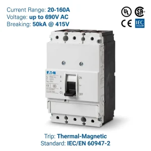NZM Series NZMB1-A100-AS 100A 3P 400V CE ISO Molded Case Circuit Breaker MCCB for Industrial Power Distribution Box