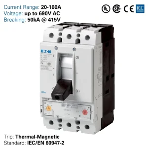NZM Series NZMB1-AF100-NA 100A 3P 480V Molded Case Circuit Breaker MCCB for Power Distribution