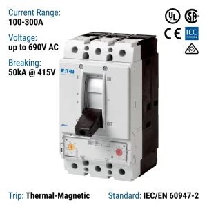 NZM Series NZMB2 A200 AS 200A 3P 400V CE CCC ISO Molded Case Circuit Breaker MCCB for Factory Electrical Systems