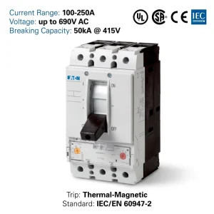 NZM Series NZMN2-A100-NA 100A 3P 480V CE UL CCC ISO Molded Case Circuit Breaker MCCB for Industrial Automation Control