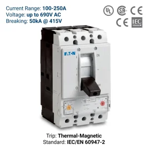 NZM Series NZMN2 A125 NA 125A 3P 480V CE UL CCC ISO Molded Case Circuit Breaker MCCB for Industrial Automation Control