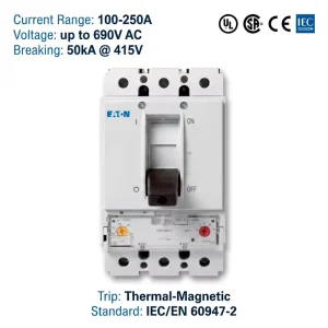 NZM Series NZMN2-A160-NA 160A 3P 480V CE UL CCC ISO Molded Case Circuit Breaker MCCB for Industrial Power Distribution