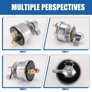 New 125A 6 36V DC 4 Pole M10 Brass+Silver Dot Studs IP67 Protection Heavy Duty Truck Marine Boat RV Cut Battery Disconnect