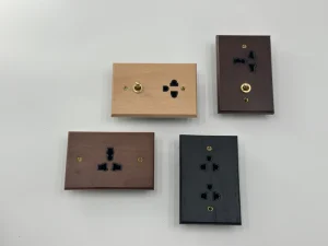 New Arrival Luxury Walnut Wood 118 US Standard Wall Mount Toggle Switch Double 3 Pole AC Power Socket for Retro House Decoration