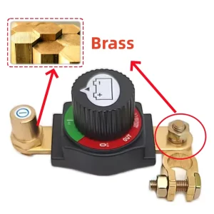 New HM Removable Knob Brass Terminals 2 Poles 12V 48V Battery Disconnect Switch for RVs ATVs Cars Marine