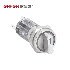 New Series ONPOW LAS1AGQ16 16mm 1NO1NC Two Pole Maintain Stainless Steel Select Switch Metal Selector