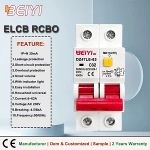 New Type 2P 30ma Residual Current Circuit Breaker RCD ELCB RCCB Miniature Earth Leakage Circuit Breaker with Overlad protection
