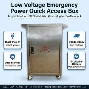 Nphw 2 250A IP54 Six in One Protection Portable Power Distribution Box 220V 380V Hybrid Lock Mobile Generator Docking for