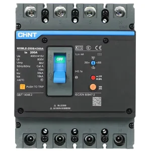 Nxmle Molded Case Residual Current Circuit Breaker 3P125S160A250A400A Three Phase Four Wire 4P 6ka Breaking Capacity 400V