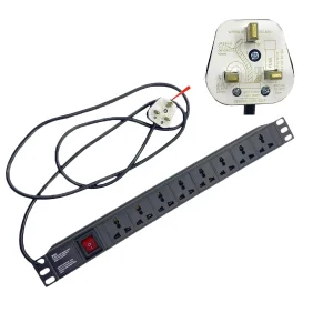 OEM 8 Way 13A UK Plug 19′ Aluminum Network Cabinet with 1.8m Cable Universal 8 Way Power Distribution Equipment Aluminum Alloy